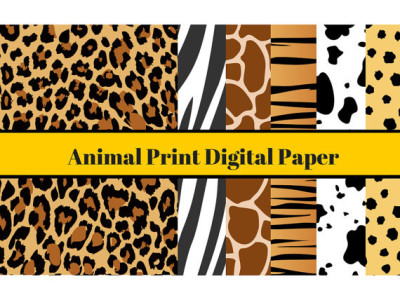 A4 Animal Digital Paper, Animal Print Digital Paper, Jungle Theme Cardmaking, Scrapbooking, Animal Print Background, Cheetah, Zebra Prints