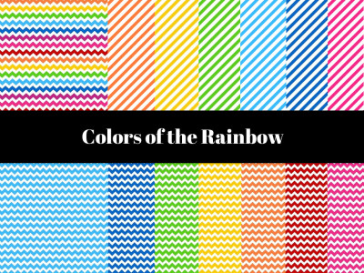 Rainbow Stripes, Chevron Digital Papers
