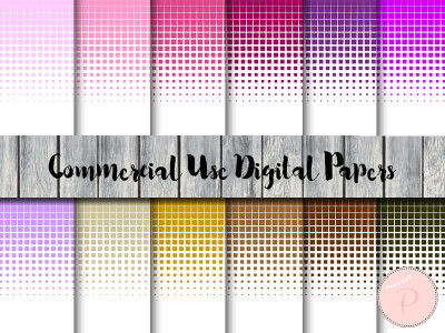 Rainbow Digital Paper, Halftone Square, Instant  Use, Scrapbook Digital Papers, Digital Background, dp43