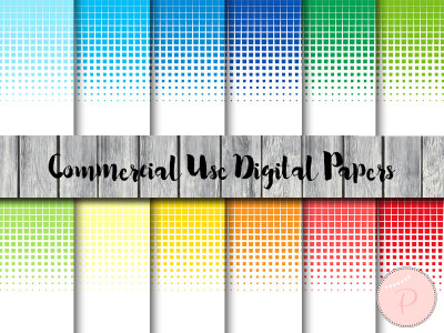 Rainbow Digital Paper, Halftone Square,Commercial Use, Scrapbook Digital Papers, Digital Background, dp44
