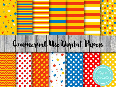 circus digital papers, carnival digital papers, dp23, instant download digital scrapbook papers