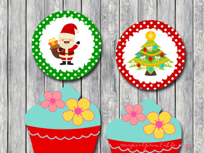 free christmas cupcake toppers, labels, tags
