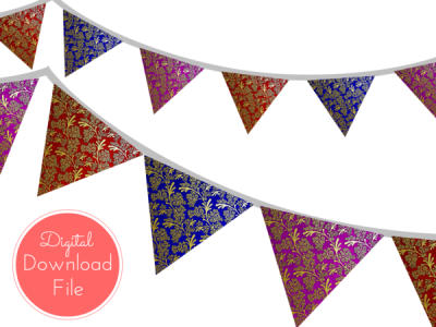 pennant-Moroccan-Damask-Banner-Bunting-Pennant-Garland-Printable-Banner-Baby-Shower-Banner-Birthday-Party-Bridal-Shower-Wedding-banner-purple-red-blue