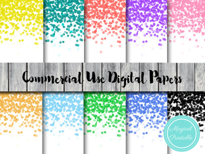 rainbow confetti digital papers, confetti background, confetti scrapbooking