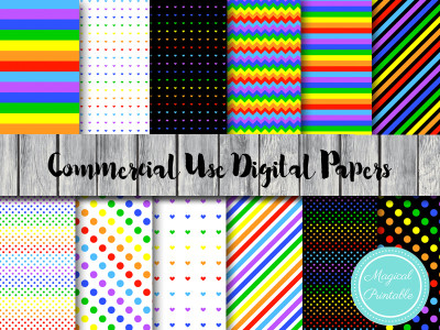 rainbow digital papers, colorful digital papers, hot air balloon digital papers DP29