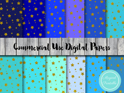 twinkle twinkle little stars digital papers, gold stars digital papers