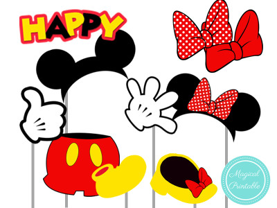 mickey mouse and minnie mouse red photo booth props