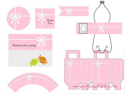 tiffany pink party printable, tiffany pink baby shower printable, tiffany pink bridal shower package