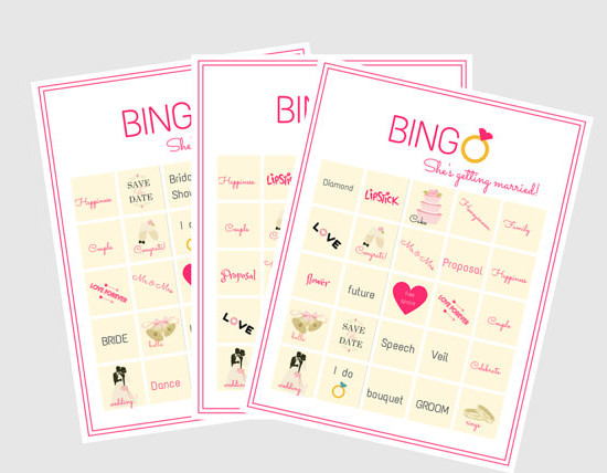 20 Bingo Bridal Shower Games, Printable Bridal Shower Games, Bridal Shower