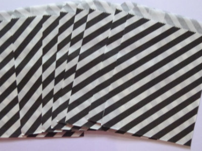 Black and White Striped Paper Treat Baggy