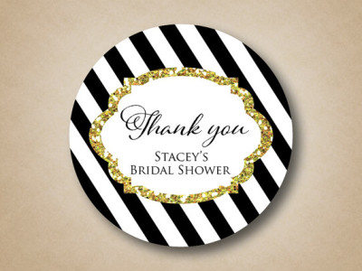 Gold Glitter Bridal Shower Stickers