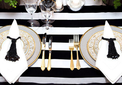 Modern, Black and White Stripe Tablecloth