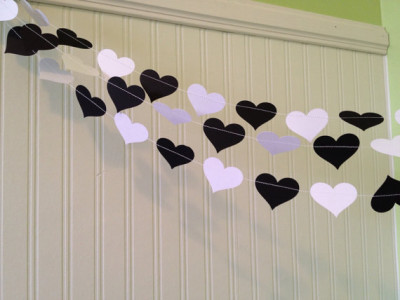 black and white Paper heart Garland