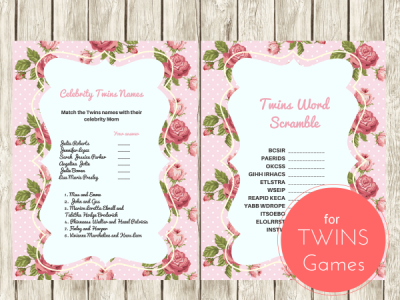 ink Shabby Chic Vintage Rose Twins Baby Shower