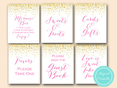 sn33 bs63 hot pink bridal shower baby shower wedding signages