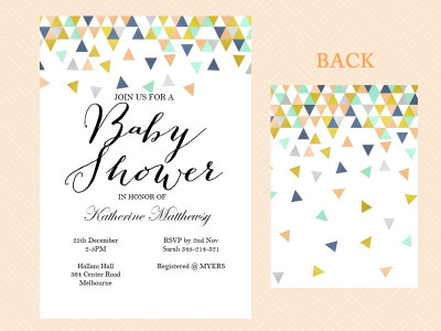 Instant Download, Editable Baby shower invitation, Coral and Mint Baby Shower Invite, Modern, Baby announcement, Geometric Confetti TLC51