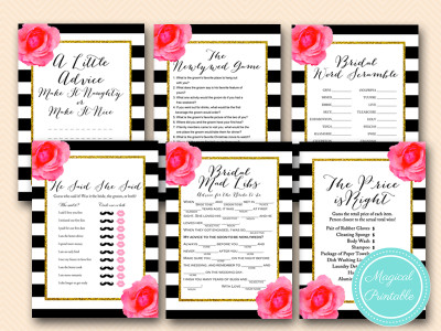 bs158 shabby chic black stripes floral bridal shower games pack download