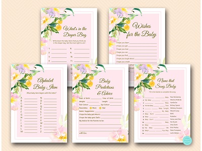 Baby Shower Games Bundle Baby Shower Games Edit Now INSTANT DOWNLOAD Tropical Floral Baby Shower Games Printable Shower Games