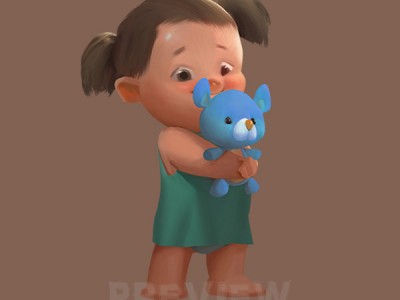 Girl with a teddy bear toy Clipart, Baby with a soft toy Clipart, Character girl clipart