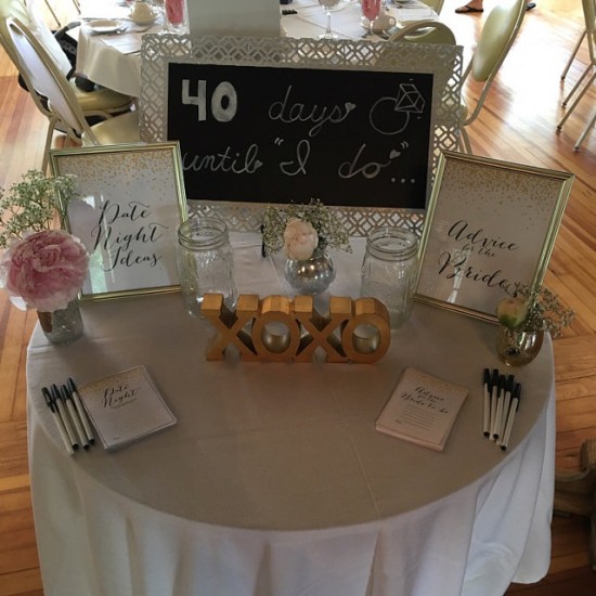 gold bridal shower advice and date night cards