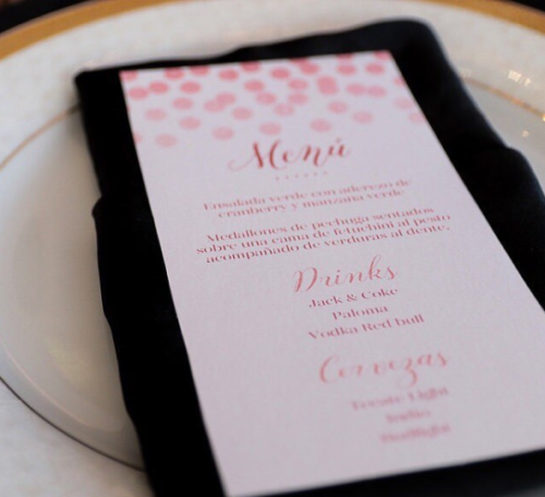 rose gold wedding menu printable