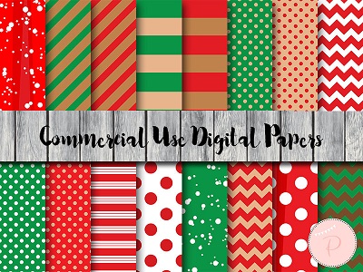 DP130 Christmas Digital Papers, Santa, Xmas, Instant Download