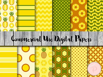 DP165 Pineapple Digital Paper, Fruits digital paper