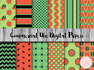 DP170 Watermelon Digital Paper, Luau, Fruits digital paper