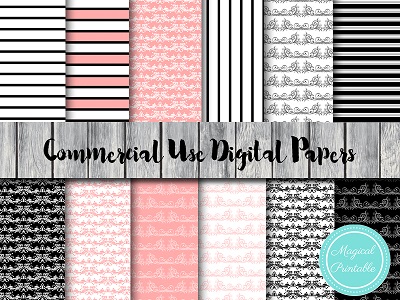 dp119 black damask digital paper, pink dakask digital paper