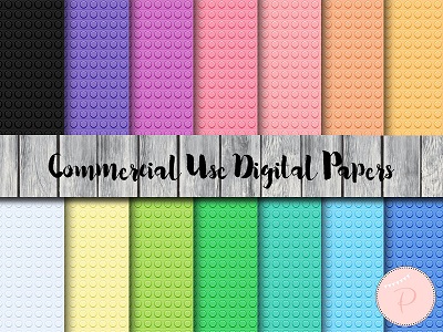 dp161 Brick Style Digital Papers, Pastel Rainbow Bricks