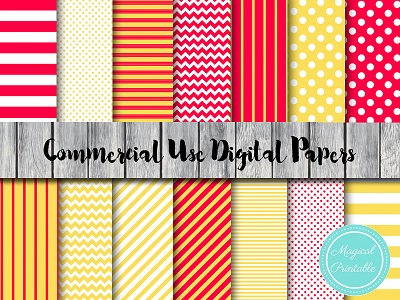 dp168 yellow and red digital papers, winnie the pooh digital papers
