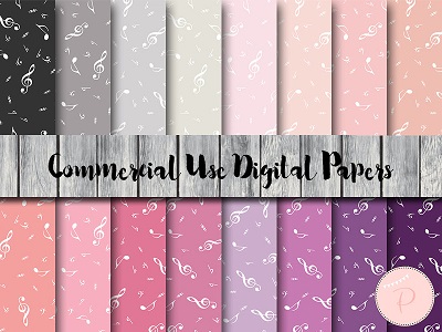 dp69 pink purple musical note digital papers
