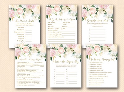 Baby Shower Games Bundle Baby Shower Games Edit Now INSTANT DOWNLOAD Tropical Floral Baby Shower Games Printable Shower Games