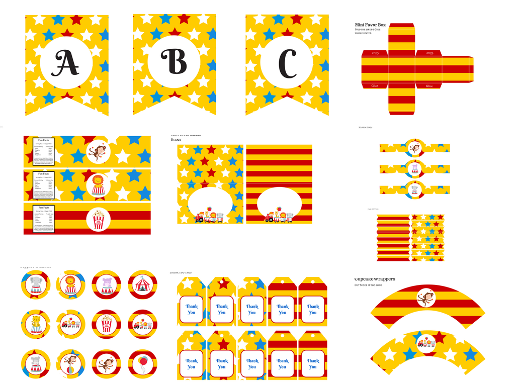 Circus Baby Shower Pack, Circus Birthday Pack - Magical Printable