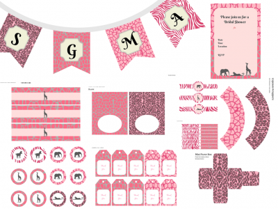 Pink Safari Baby Shower, Safari Baby Shower, Pink Safari Birthday, Jungle Birthday, Party Package, Pink Leopard, Pink Giraffe , Pink Party