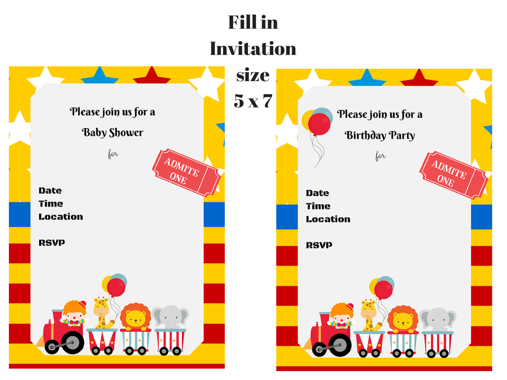 Circus Baby Shower Pack, Circus Birthday Pack - Magical Printable