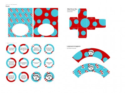 Dr Seuss Birthday Pack - Thing 1 Thing 2 printable