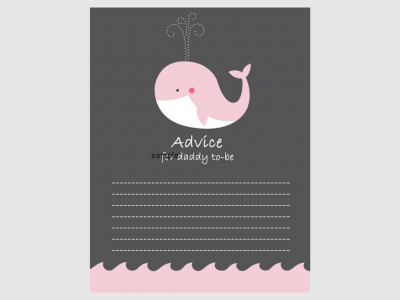 Pink Whale Advice for Mommy to Be Card Baby Shower Printable, Advice for Mommy To Be, Advice for mommy, Whale baby shower games, Nautical