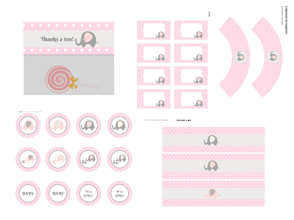 Pink Elephant Baby Shower Free Printables