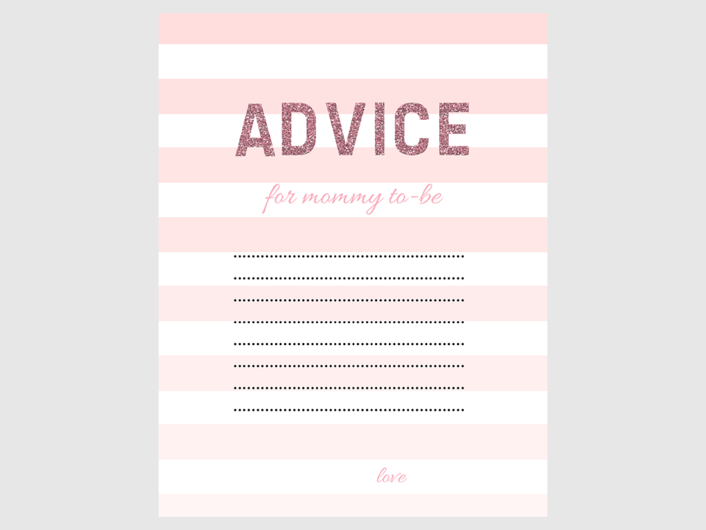 Pink Glitter Advice for Mommy to be - Magical Printable