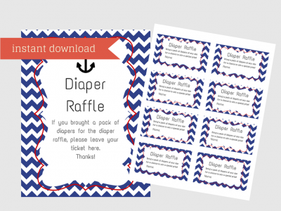 Baby Shower Printable Game Set, Diaper Raffle, Dirty Diaper, Advice for Mommy to be, celebrity baby shower, Nautical Baby Shower, ahoy baby