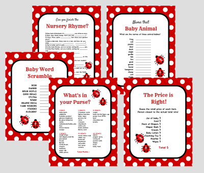 ladybug Printable Baby Shower Games - Magical Printable