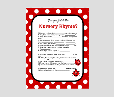 ladybug Printable Baby Shower Games - Magical Printable