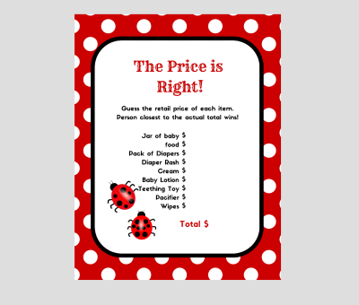 ladybug Printable Baby Shower Games - Magical Printable