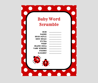 ladybug Printable Baby Shower Games - Magical Printable