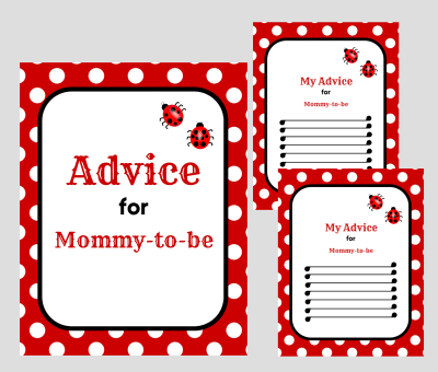 Ladybug Advice for Mommy to Be Cards and Sign Baby Shower Printable, Advice for Mommy To Be, baby shower activity, Ladybug baby shower