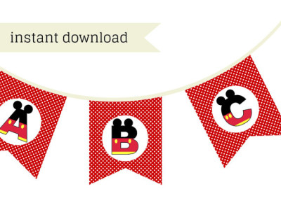 red mickey mouse party banner