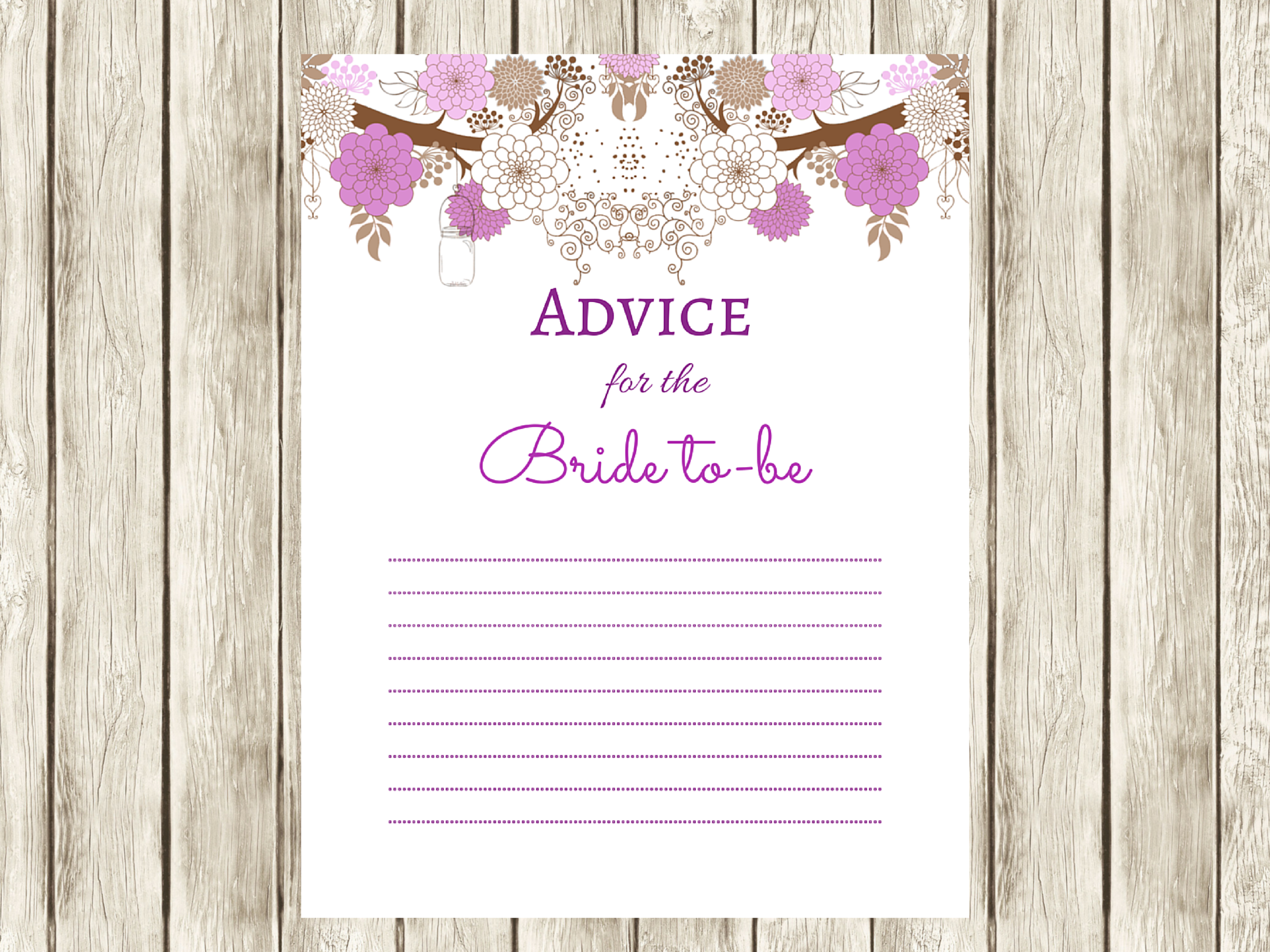 Purple Advice for Bride to be - Magical Printable