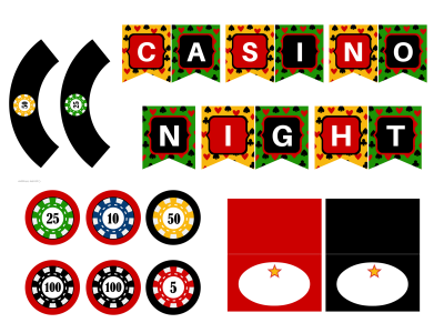 casino Birthday Party, Las vegas Birthday Printables, casino Party Package, casino banner, printable, casino night