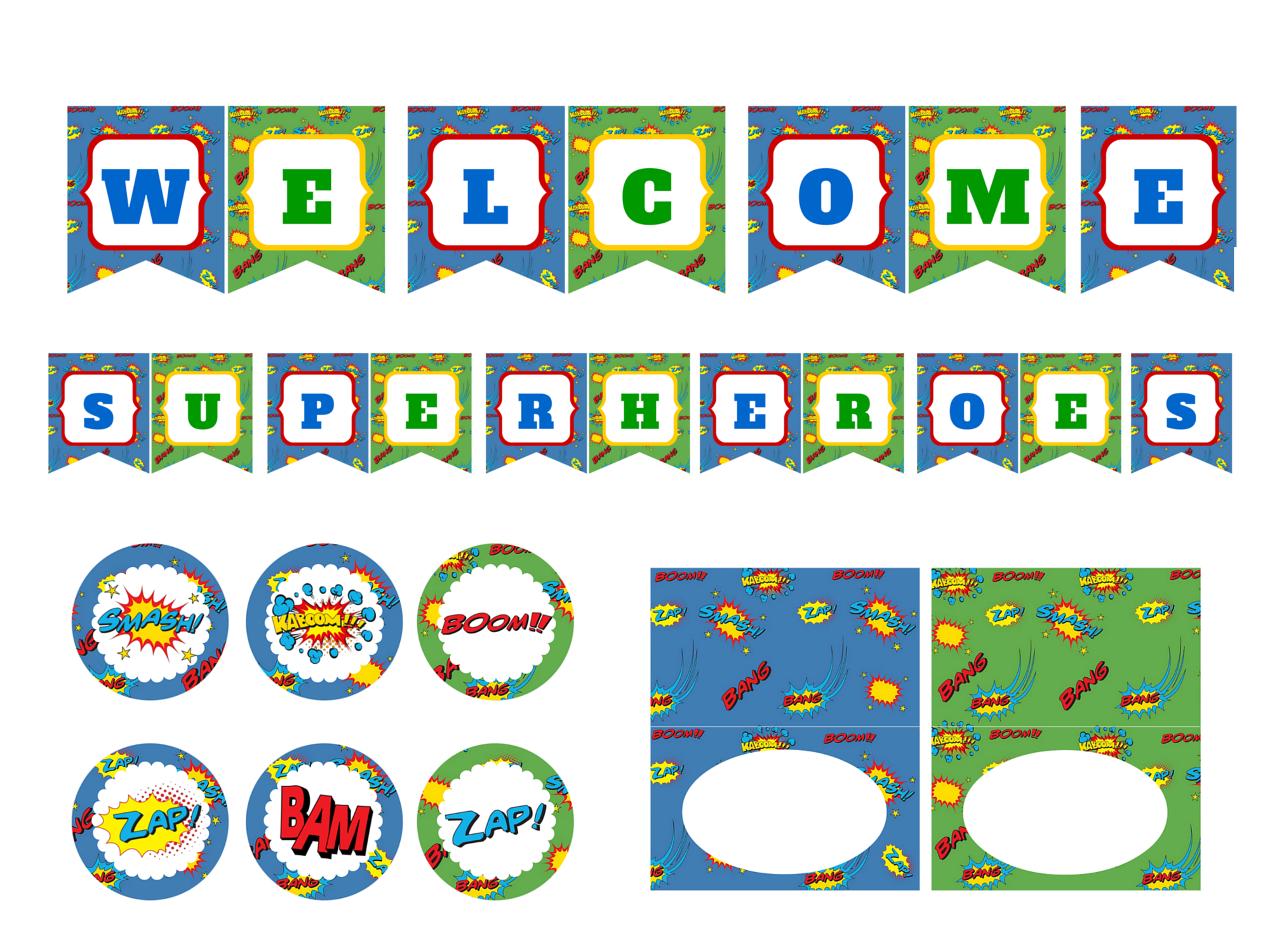 Green Blue Superhero Printable - Magical Printable